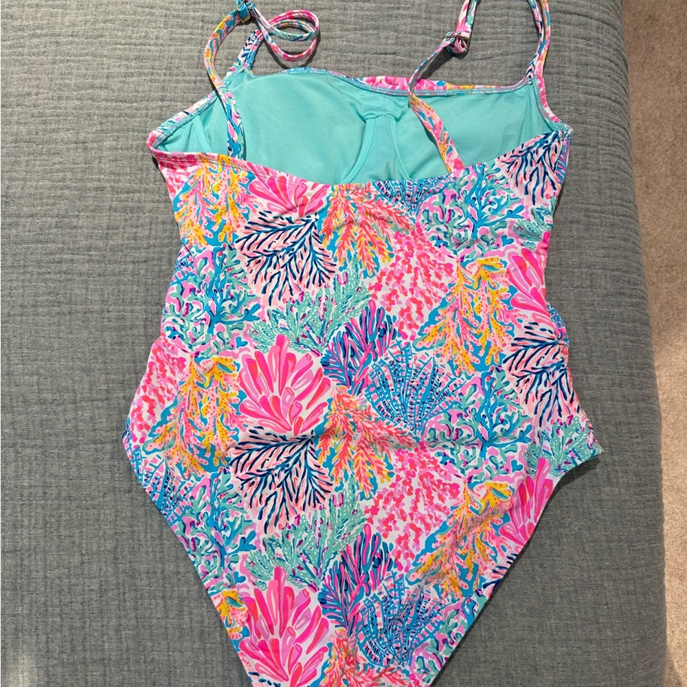 Lilly Pulitzer Vibrant Pink and Blue One Piece Swimsuit - Picture 2 of 3